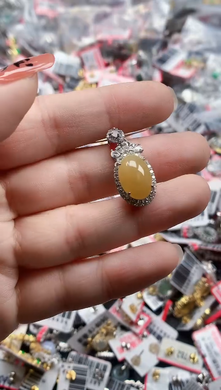 银S925镶嵌戒指翡翠天然A货缅甸翡翠