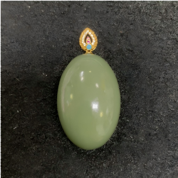 18K金扣沙枣青蛋面吊坠