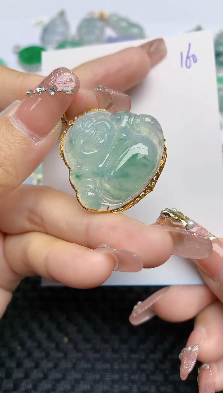 【闪购商品】翡翠颈饰18K金镶嵌天然A货翡翠 160