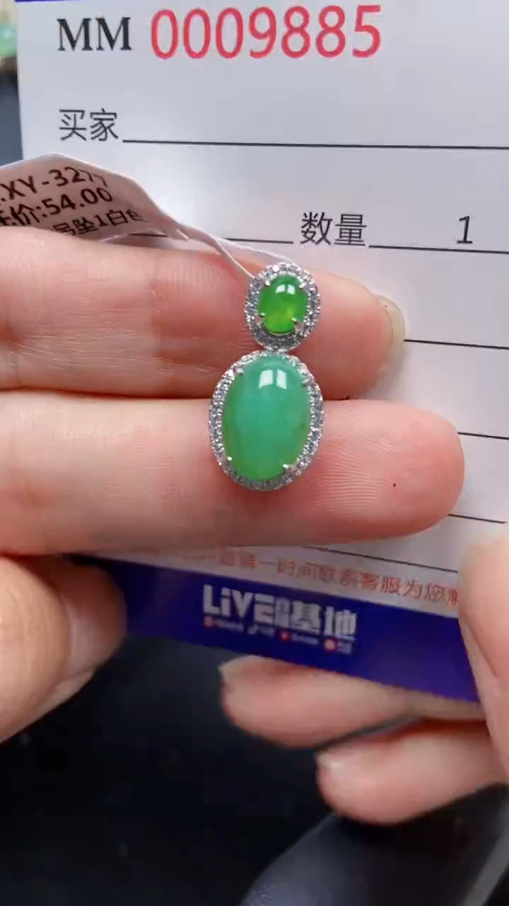 颈饰银S925镶嵌翡翠9885