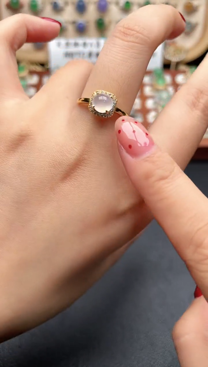 银S925镶嵌戒指翡翠一物一证一礼盒