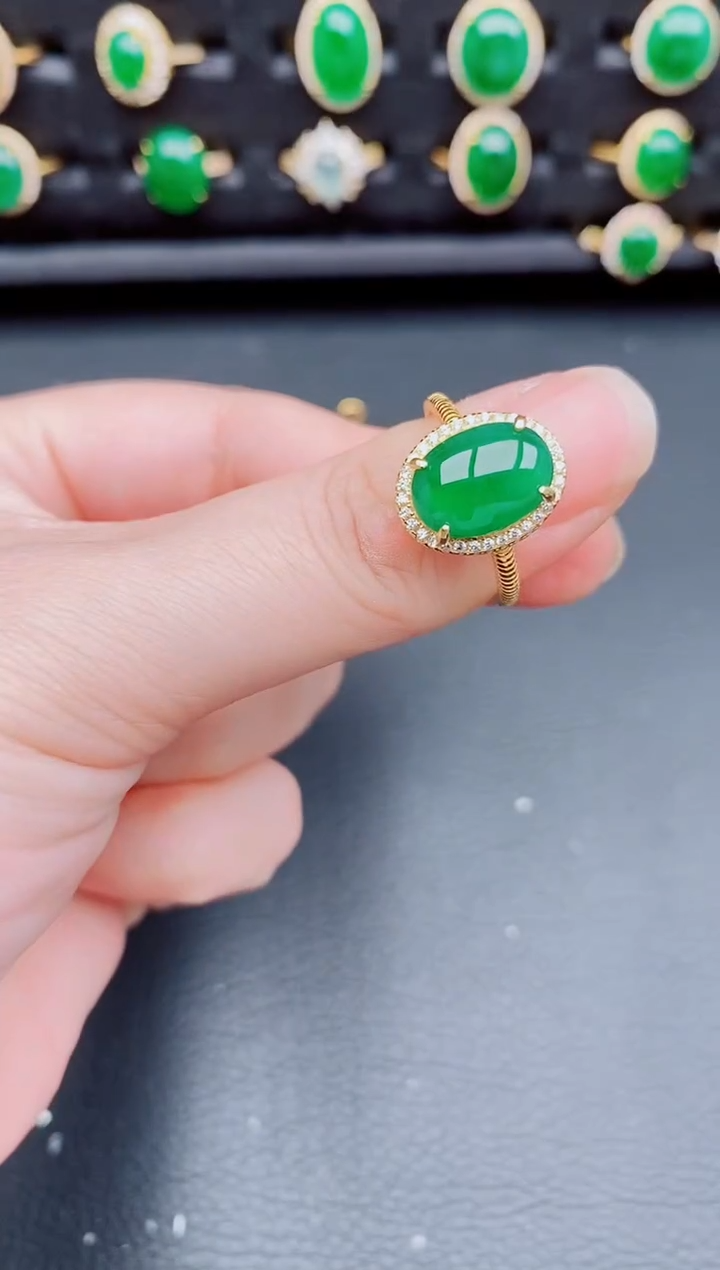 【闪购商品】翡翠戒指银S925镶嵌天然a货翡翠245