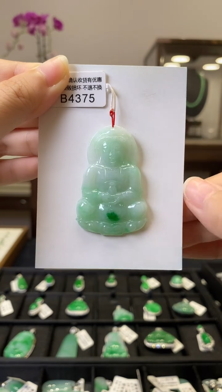 颈饰未镶嵌翡翠B4375 观音 含运营费