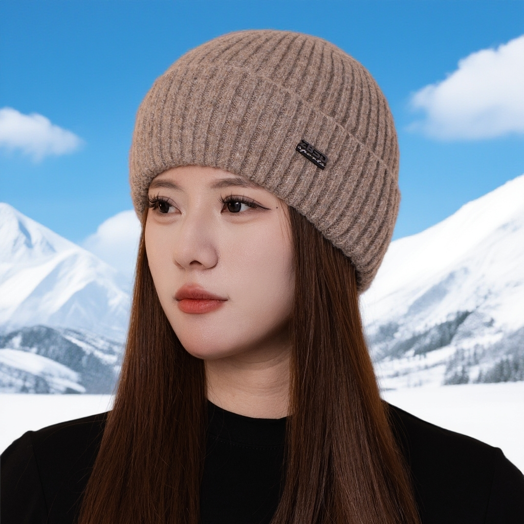 左比诗盾羊毛混纺加绒加厚冬季防风保暖针织帽男女休闲时尚毛线帽