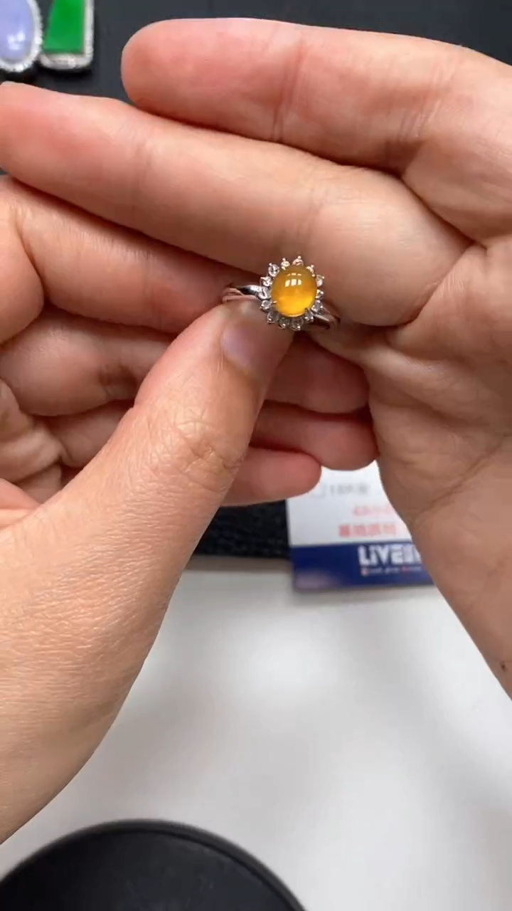 【闪购商品】翡翠戒指18K金镶嵌冰黄翡戒指