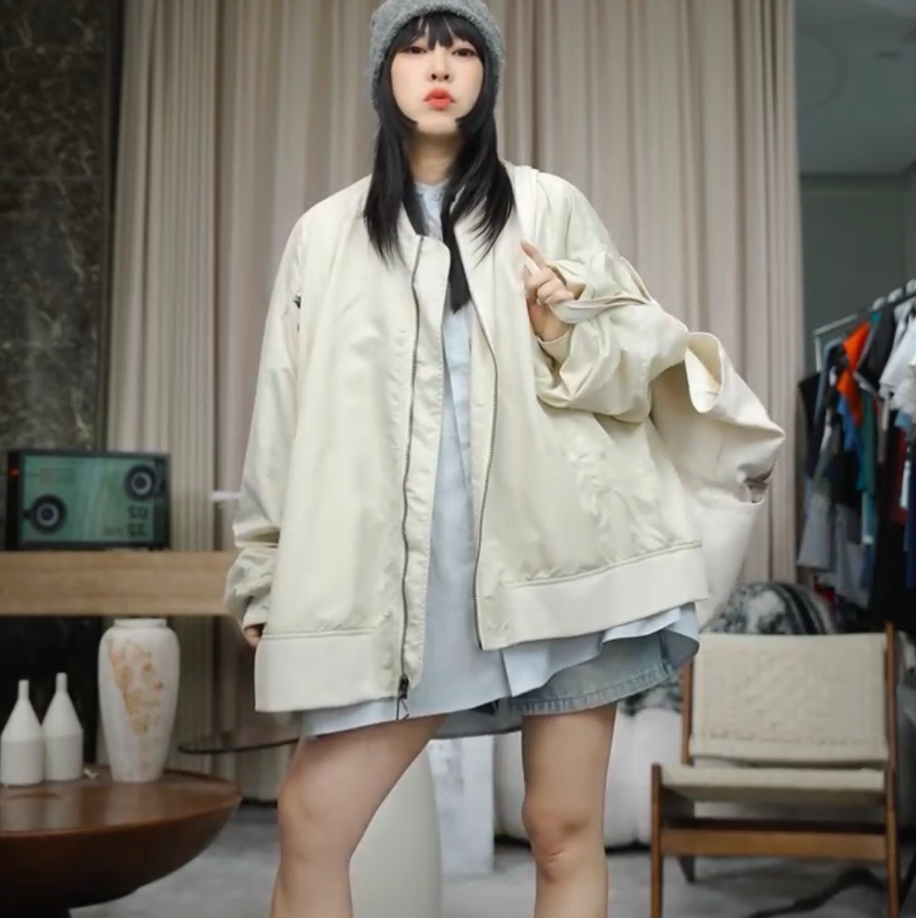 infobyfive福利秋冬新款拉链百搭宽松棒球服孔雀蓝一店NF0507219