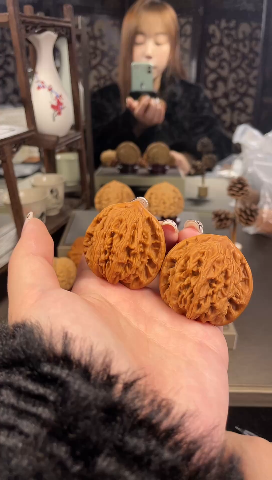 【闪购商品】文玩核桃把件麦穗虎头43尺-6