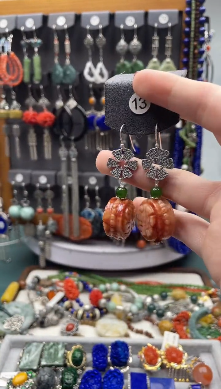 【闪购商品】翡翠耳饰银S925镶嵌饰品