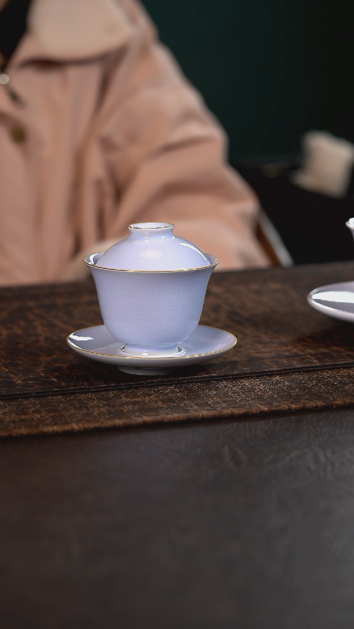 【闪购商品】杯聚澜堂紫釉三才盖碗