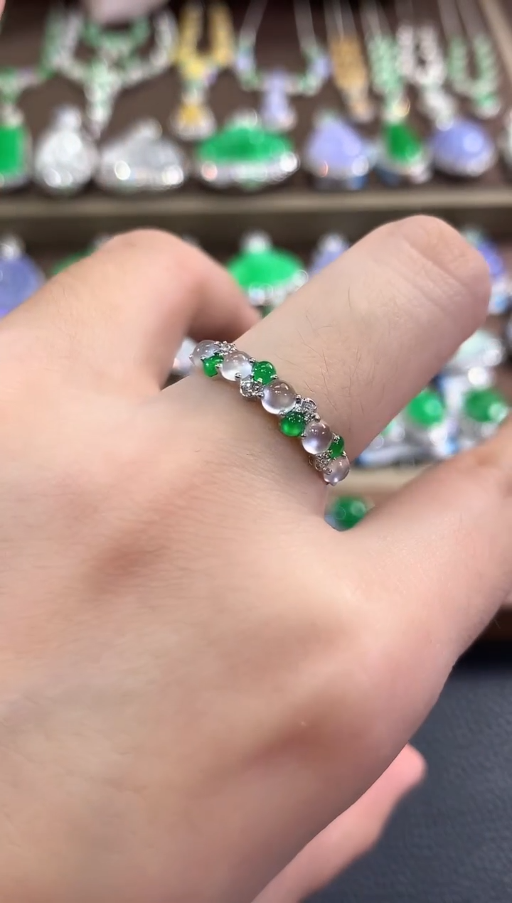 18K金镶嵌戒指翡翠b54多样性一件发货