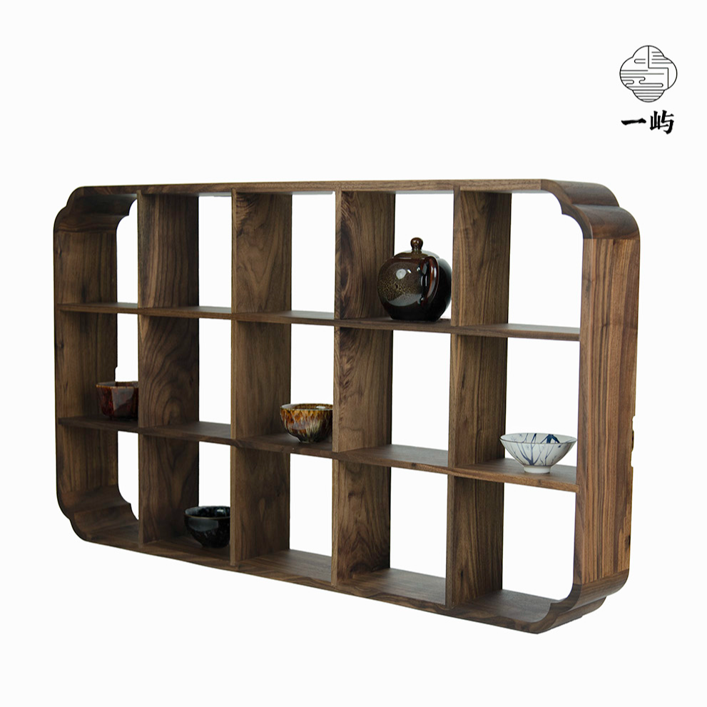 北美黑胡桃实木多宝阁挂墙【海棠15格】多宝格墙面收纳格子展示架
