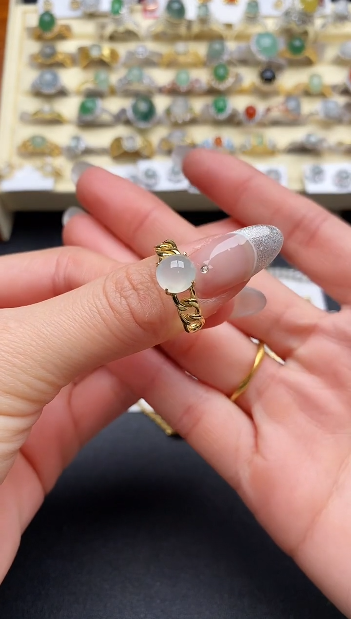 【闪购商品】翡翠戒指银S925镶嵌66666666+10