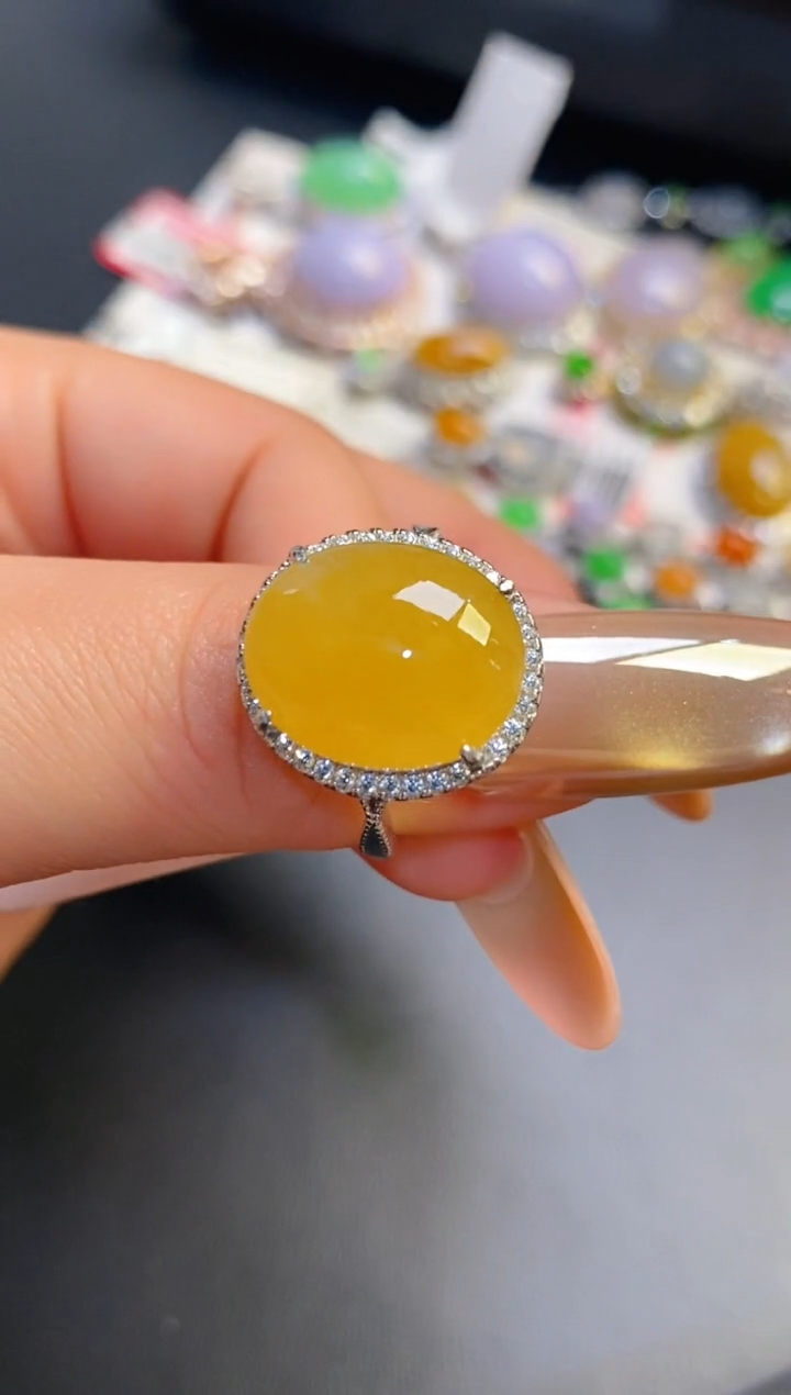 银S925镶嵌戒指翡翠天然