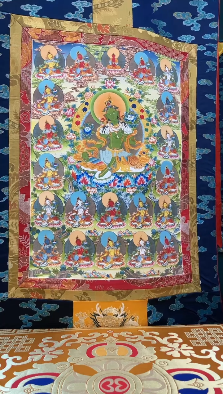 【闪购商品】装裱画矿物质  21度母1.3m蓝色水波纹