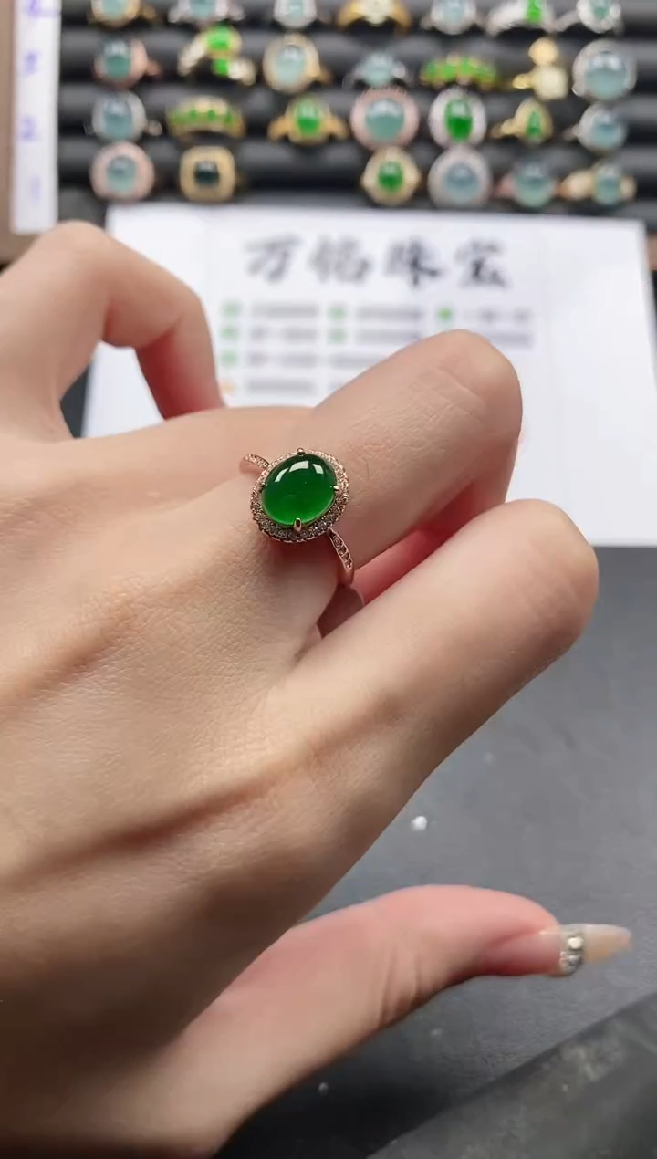 银S925镶嵌戒指翡翠51511