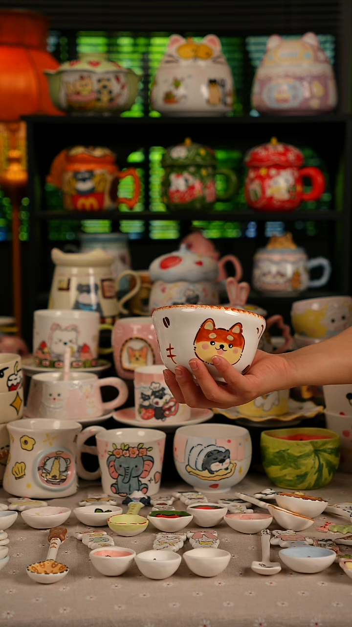 陶瓷无盖款景德镇高温釉下彩纯手绘创意瓷