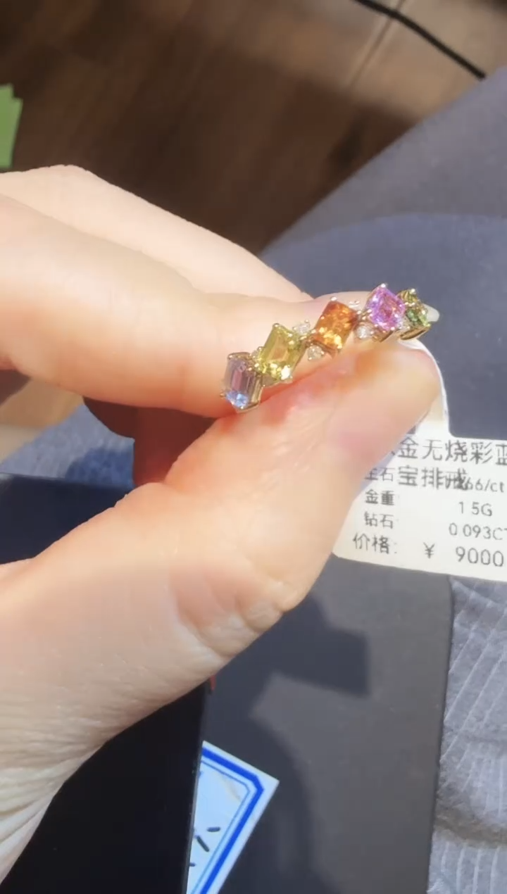 戒指彩色蓝宝石18K金镶嵌精选XM-排戒