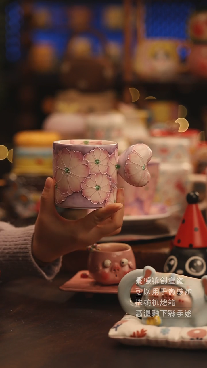陶瓷景德镇可爱陶瓷釉下彩绘设计师款