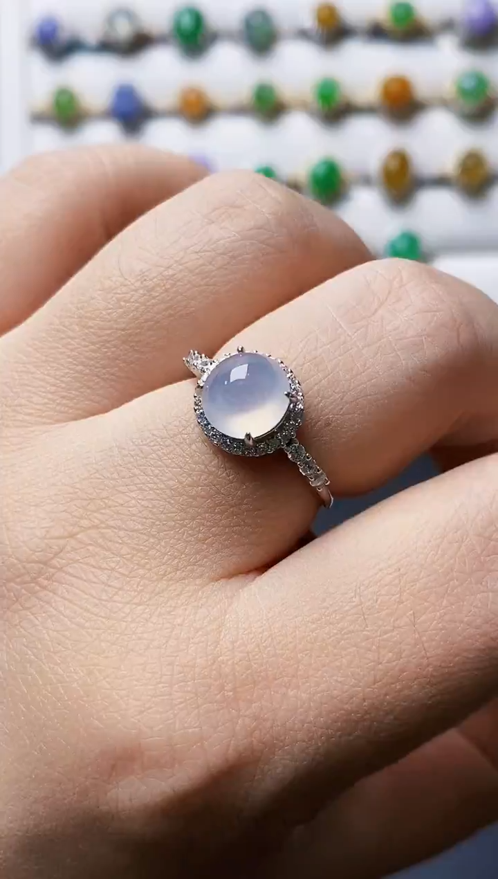 银S925镶嵌戒指翡翠0105