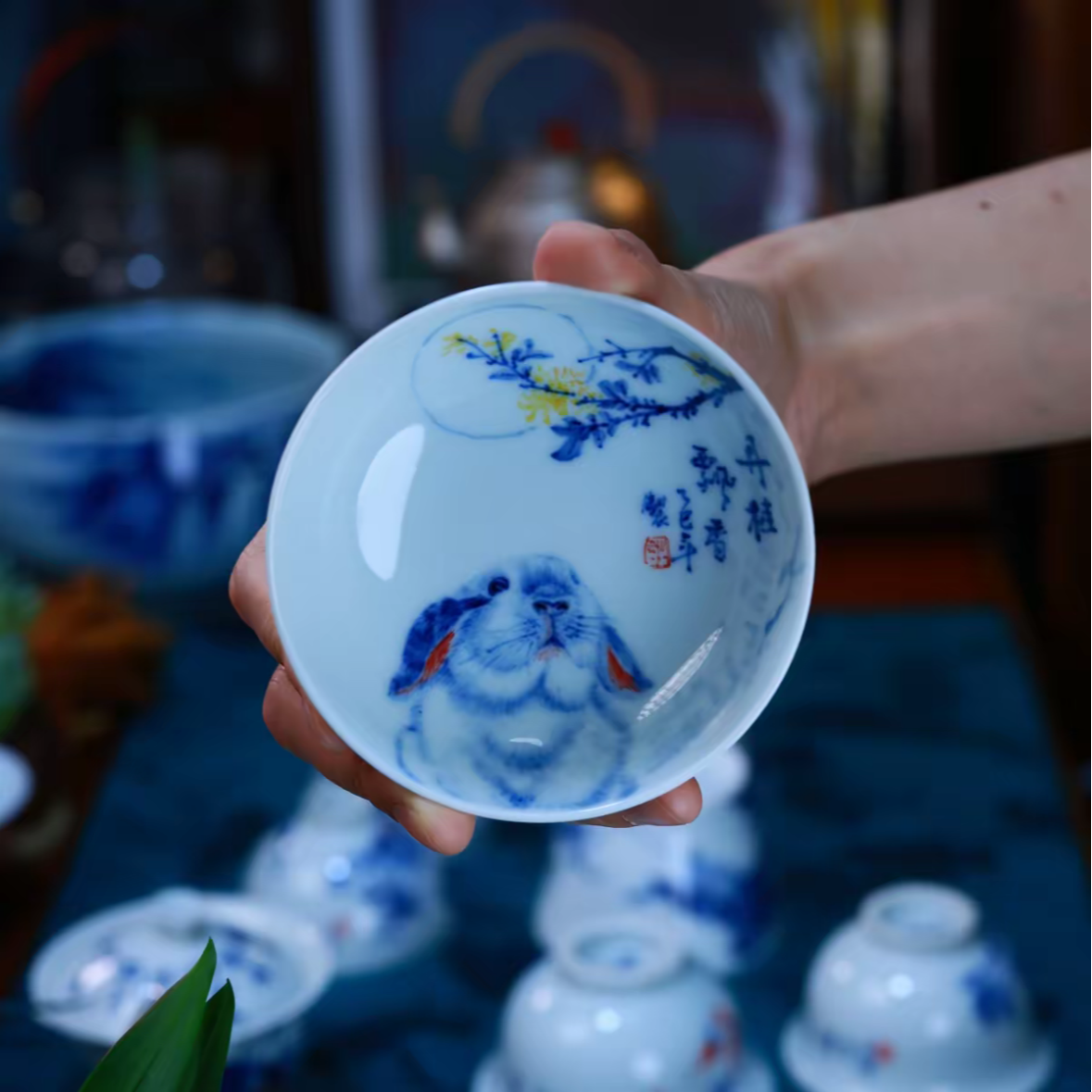 张剑平老师，普洱杯，兔憨憨，约60-80CC茶杯陶瓷