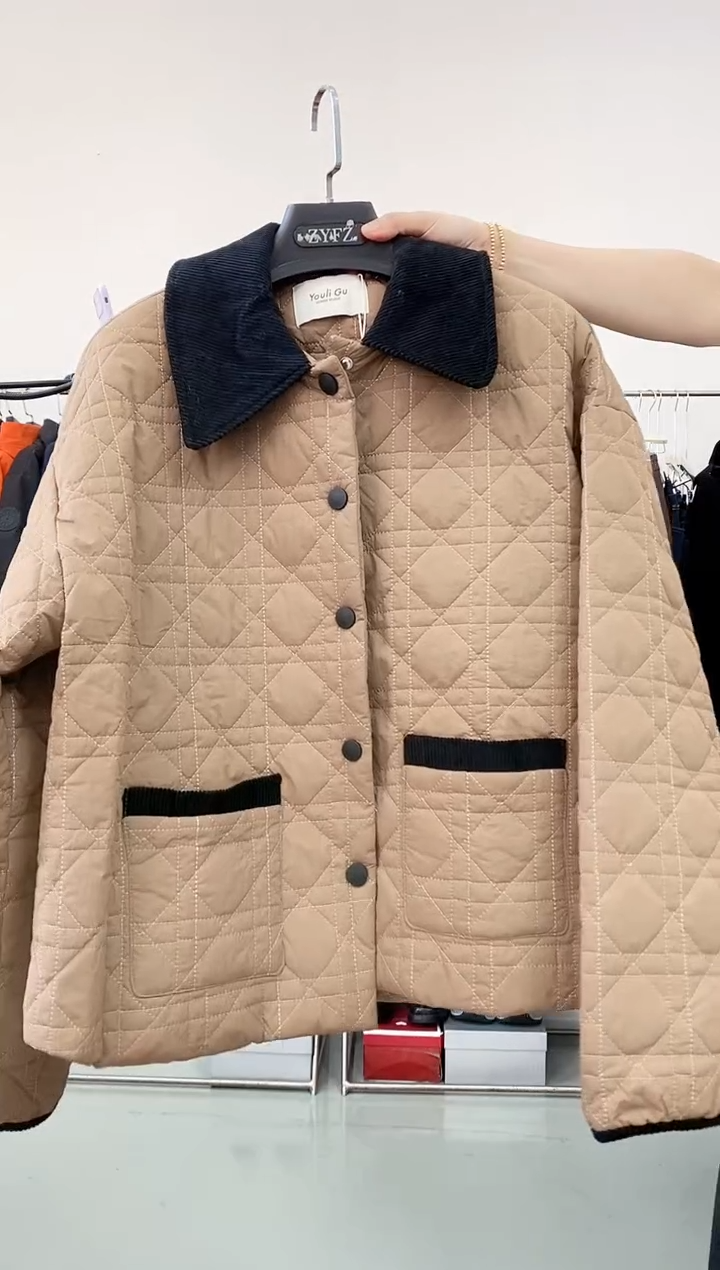 L码咖色棉服150斤内
