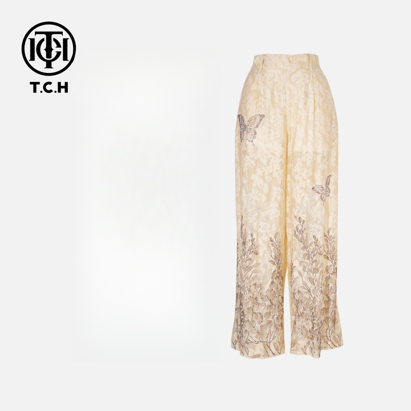 TCH私服烫钻工艺时尚休闲百搭气质舒适长裤女T75C20E1019轻奢tch