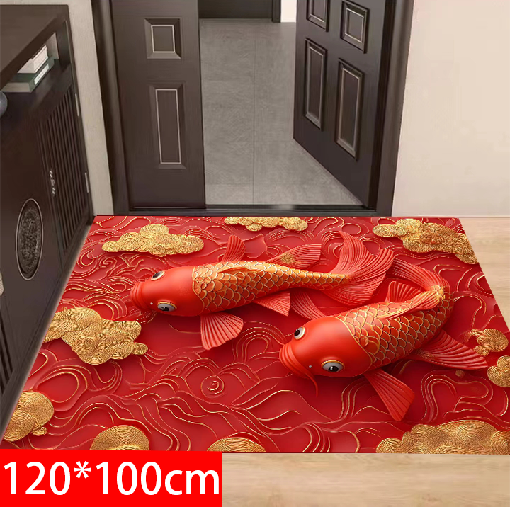 【大号门口垫】120*100-入户门吸水防滑硅藻泥门垫可裁剪-锦鲤