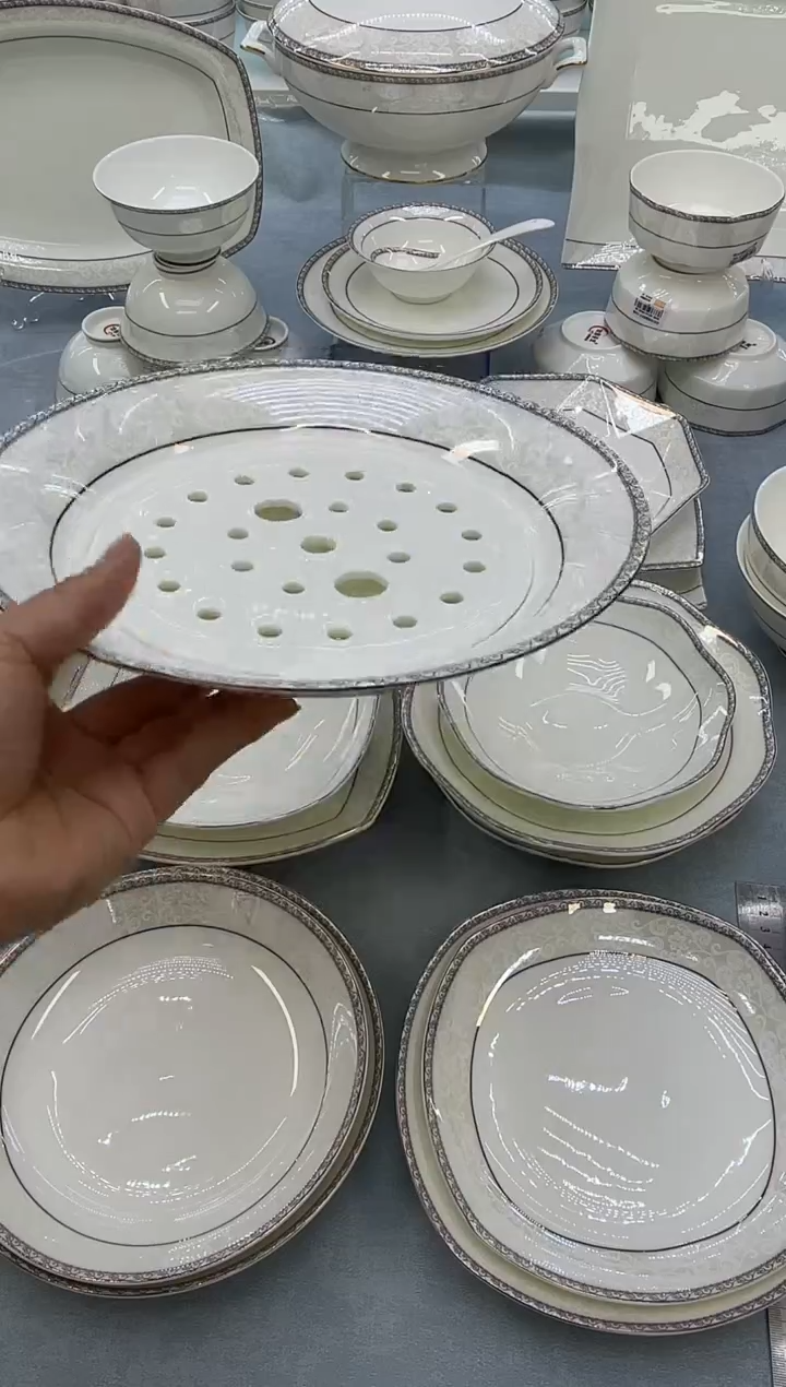 骨瓷玲珑饺子盘1个  