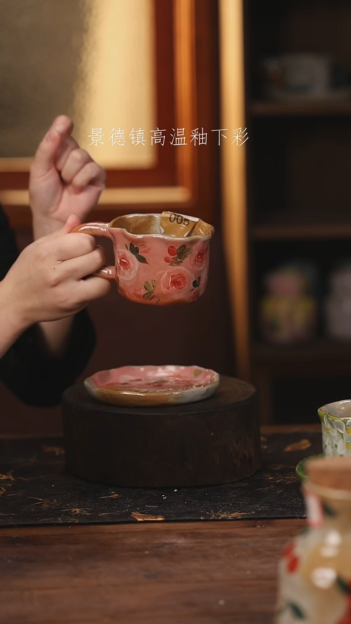 陶瓷 景德镇高温釉下手绘陶瓷@L005@