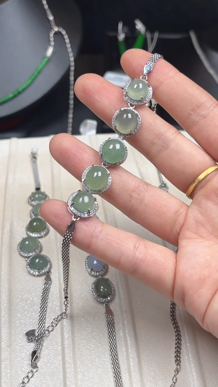 银S925镶嵌手链翡翠手链