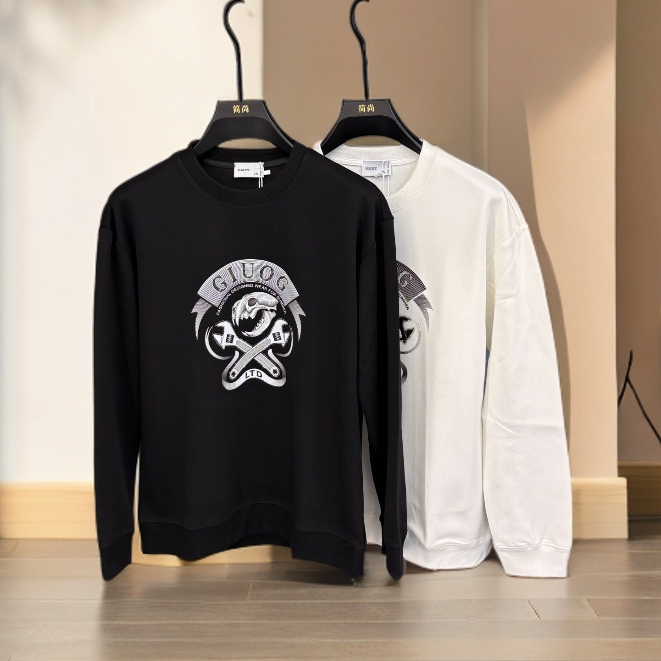 25年新款个性字母胶条时尚潮牌青年圆领长宽松卫衣男长袖潮流