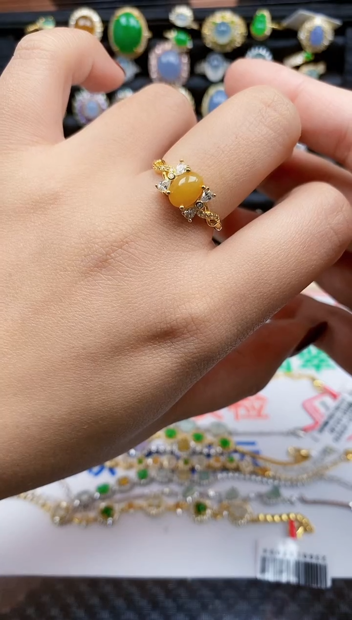 银S925镶嵌戒指翡翠209