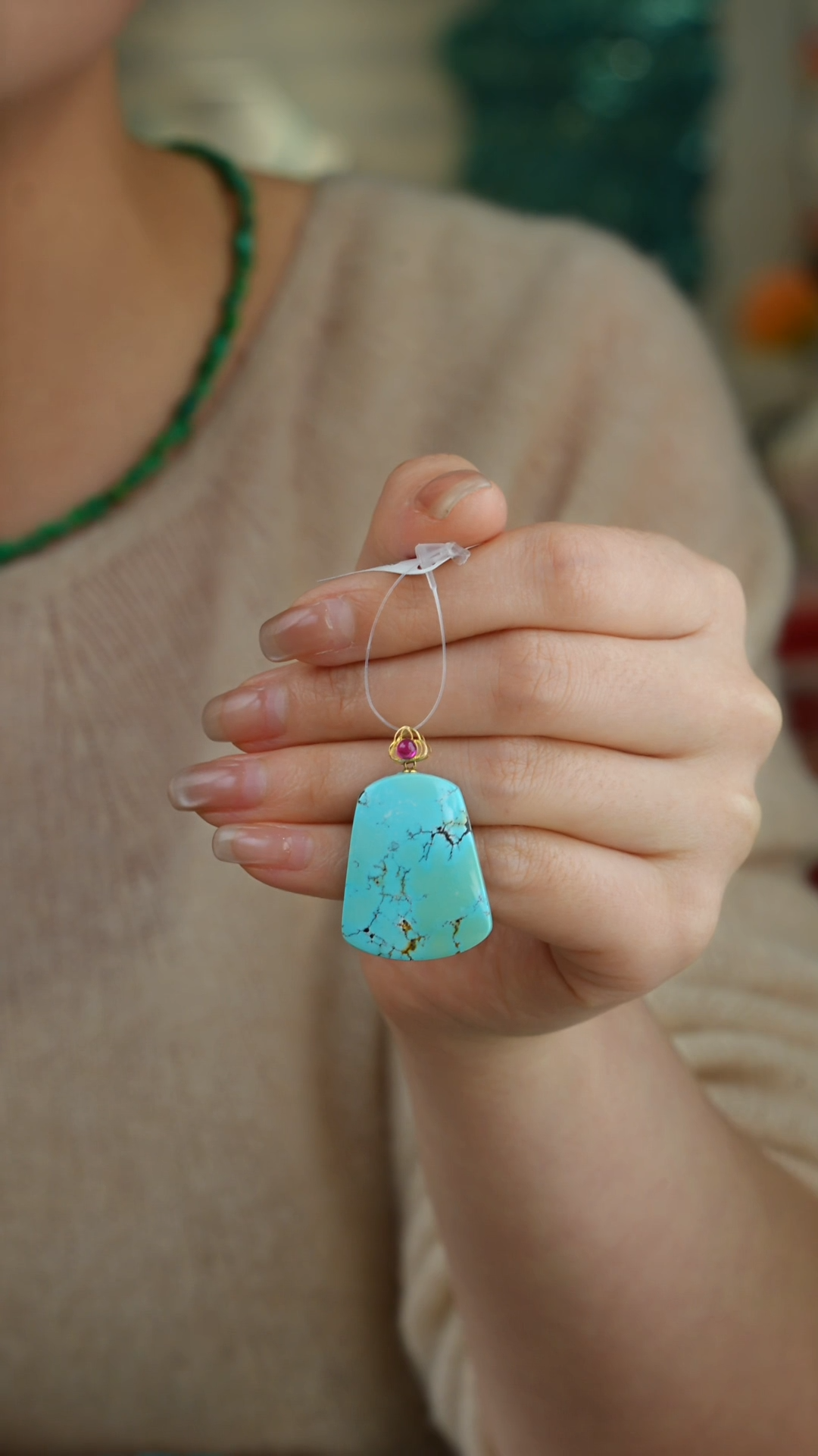 【闪购商品】绿松石吊坠(不含链)18K金镶嵌1