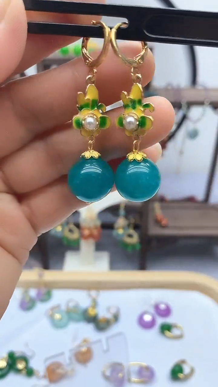 天河石耳饰14K金镶嵌138