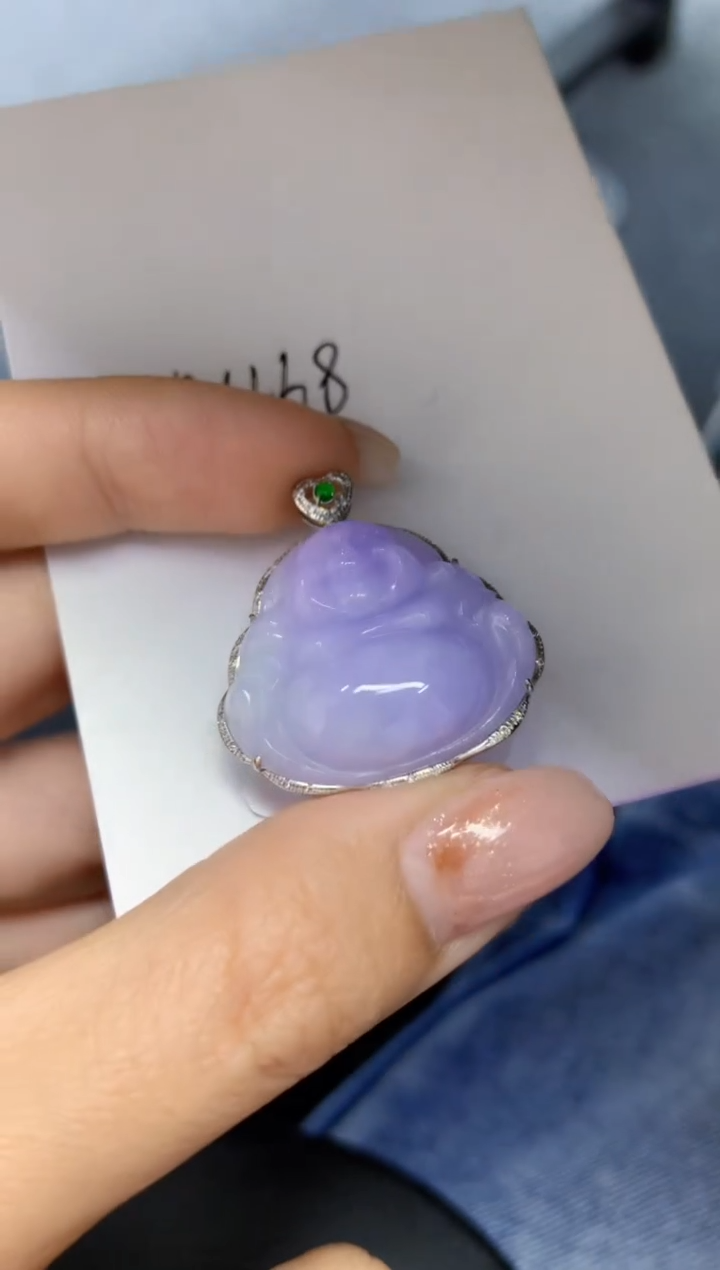 颈饰18K金镶嵌翡翠天然A货缅甸翡翠百元以上9元证书费自理