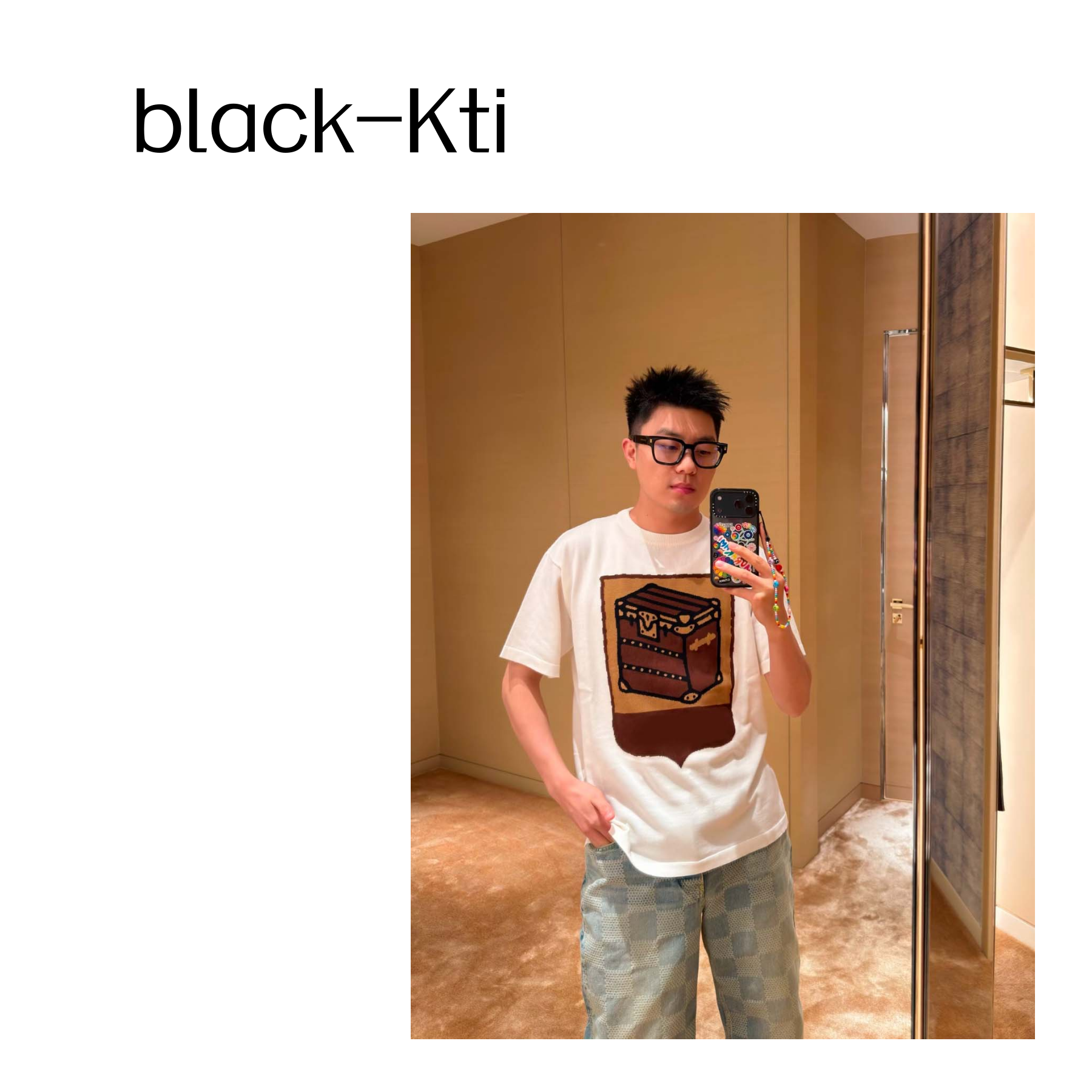 black 新款白色魔盒联名针织短袖