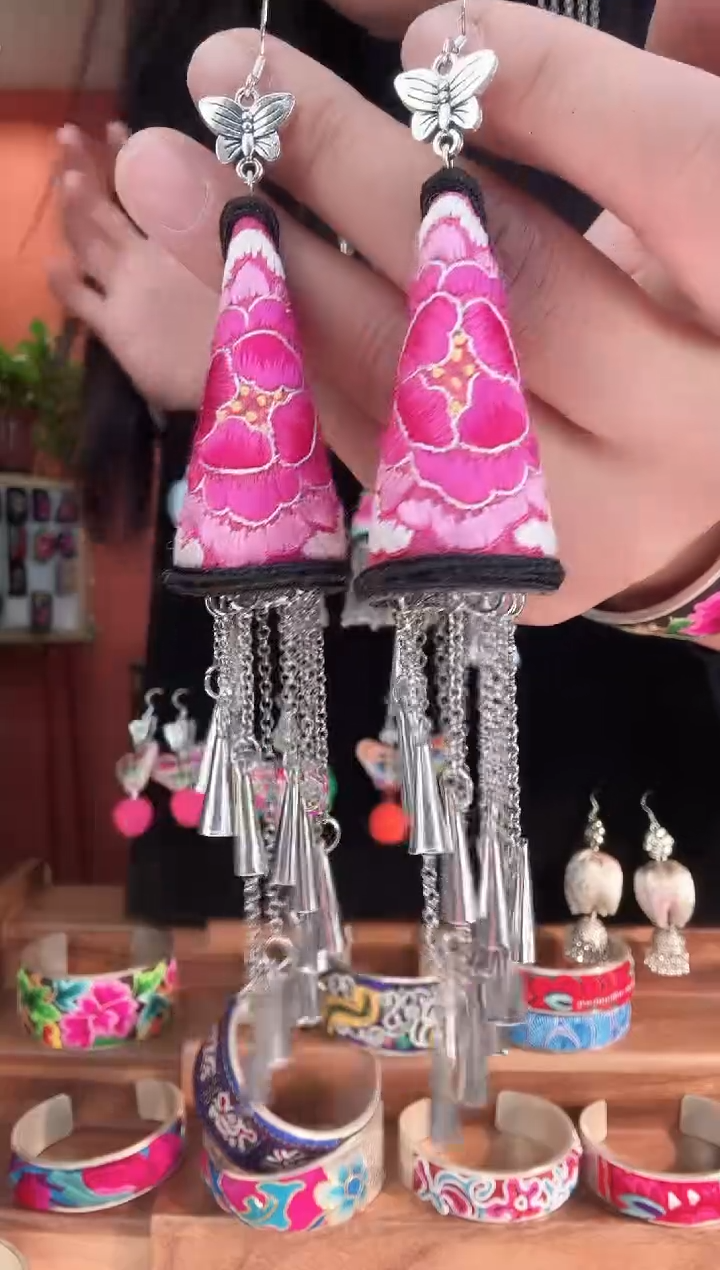 织绣手工苗银苗绣刺绣耳环34