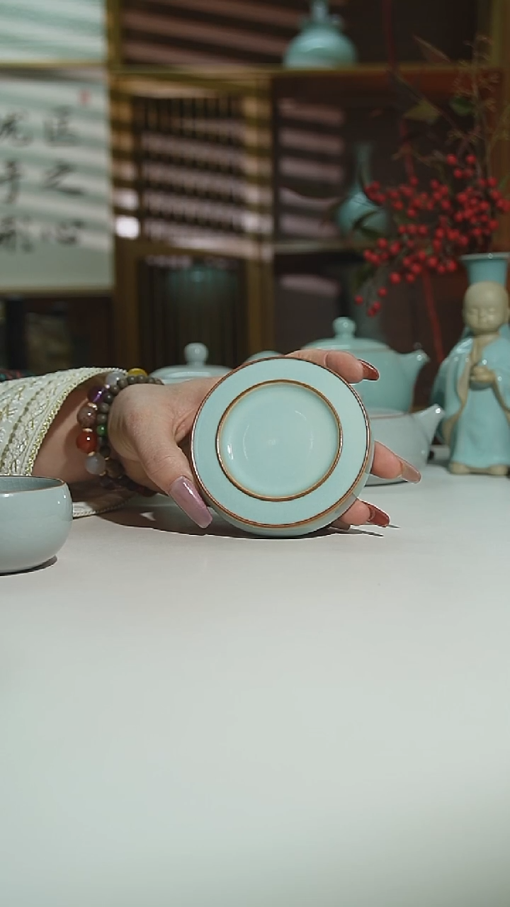 珑匠天青双线杯垫一级2只