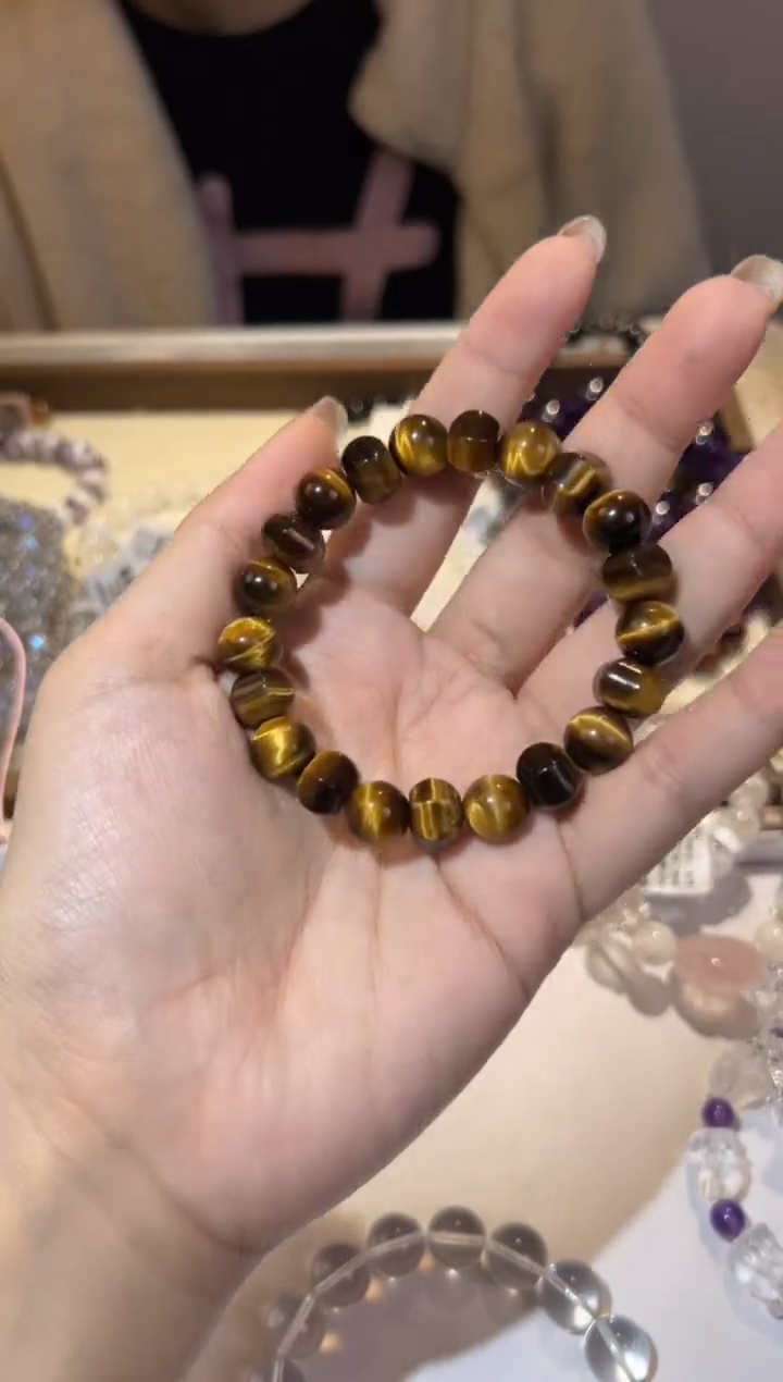 【闪购商品】木变石（虎睛石）手链未镶嵌黄虎眼螺丝钉