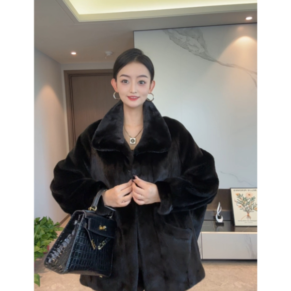 M进口水貂皮草外套翻领设计时尚百搭整貂75
