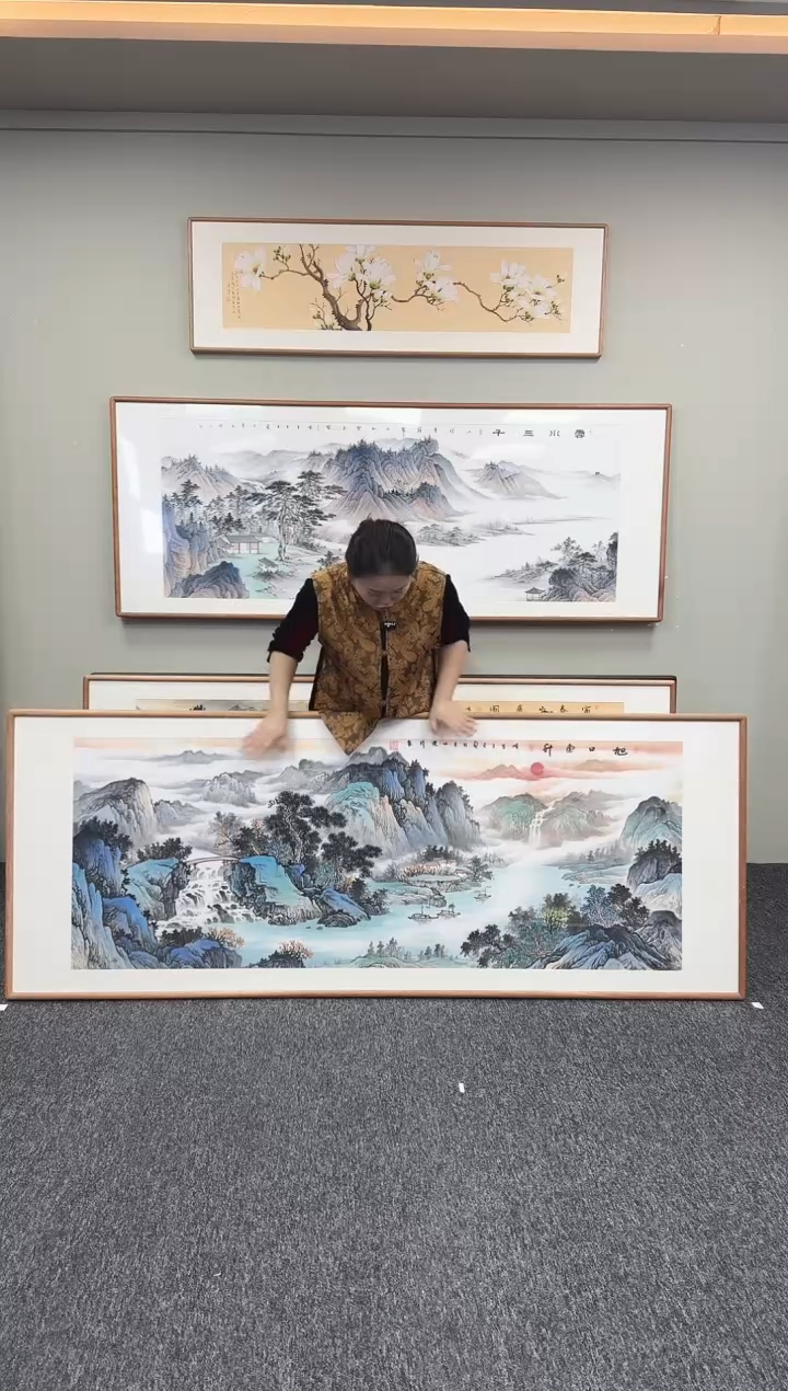 国画旭日东升210*80