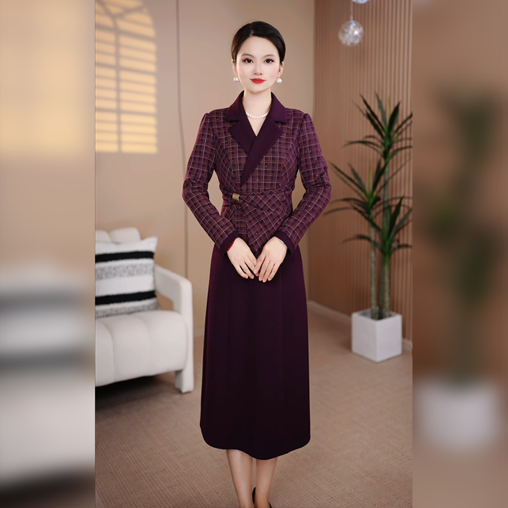 高端时尚长袖连衣裙女2025秋季新款气质名媛碎花显瘦假两件裙子
