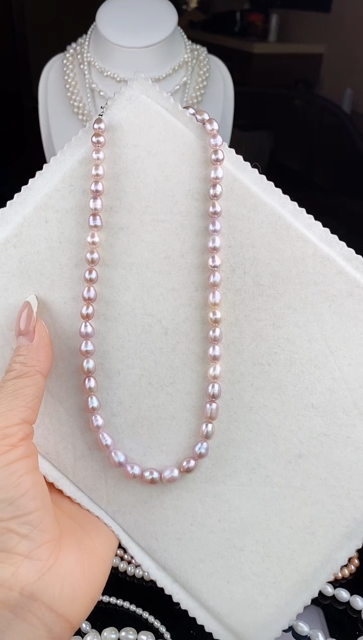 【闪购商品】淡水珍珠项链未镶嵌香芋紫胖米 6.5-7.5