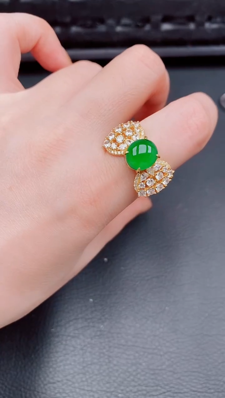 【闪购商品】翡翠戒指银S925镶嵌天然a货翡翠405