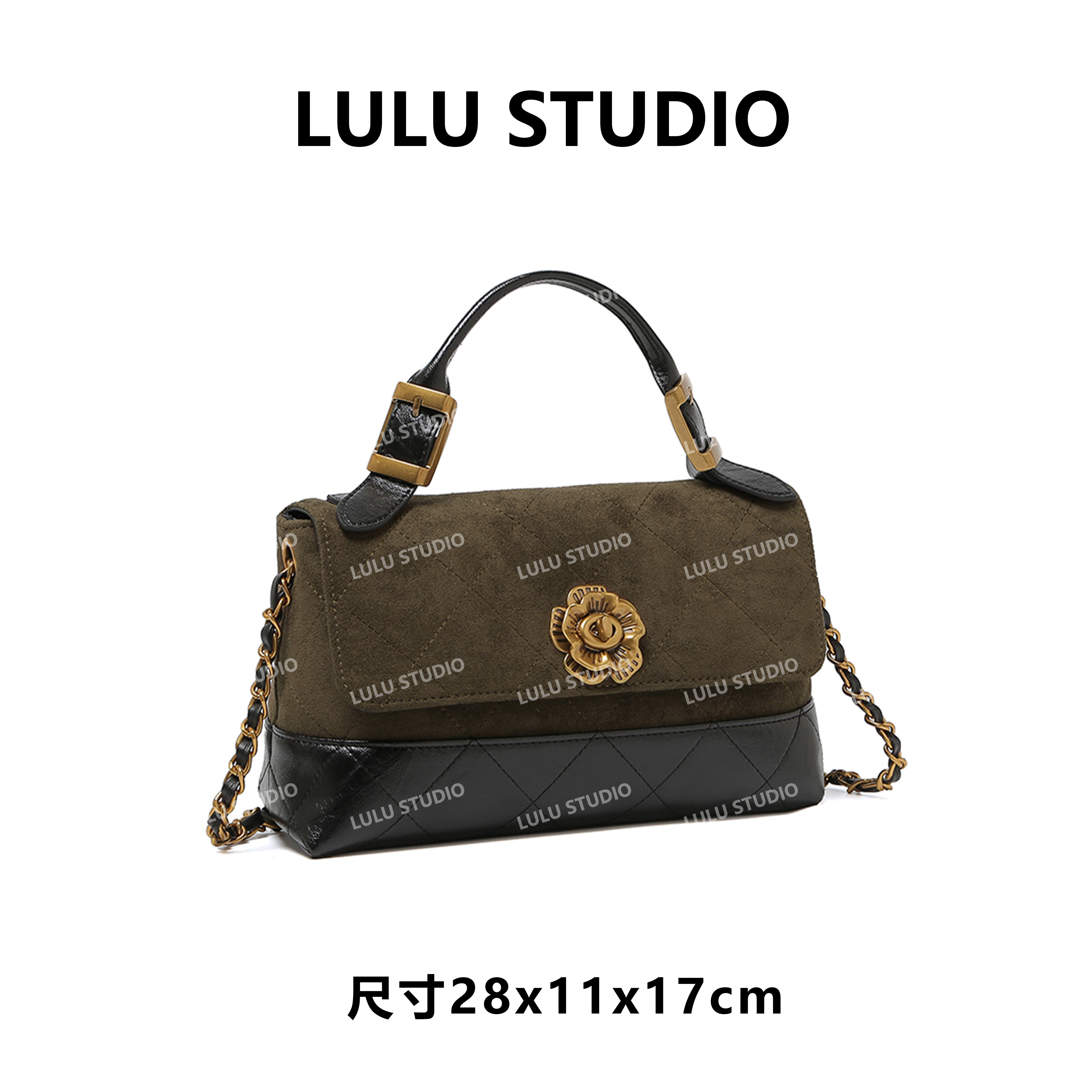【LULU】QYX-6003-松茶色RAIN.CUN简约腋下时尚百搭斜跨女包