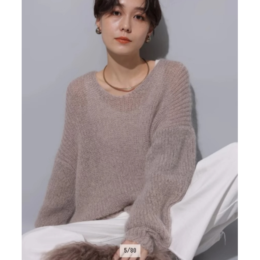 【Montendre】 秋季新款 A 千金风纯色气质百搭宽松针织衫女