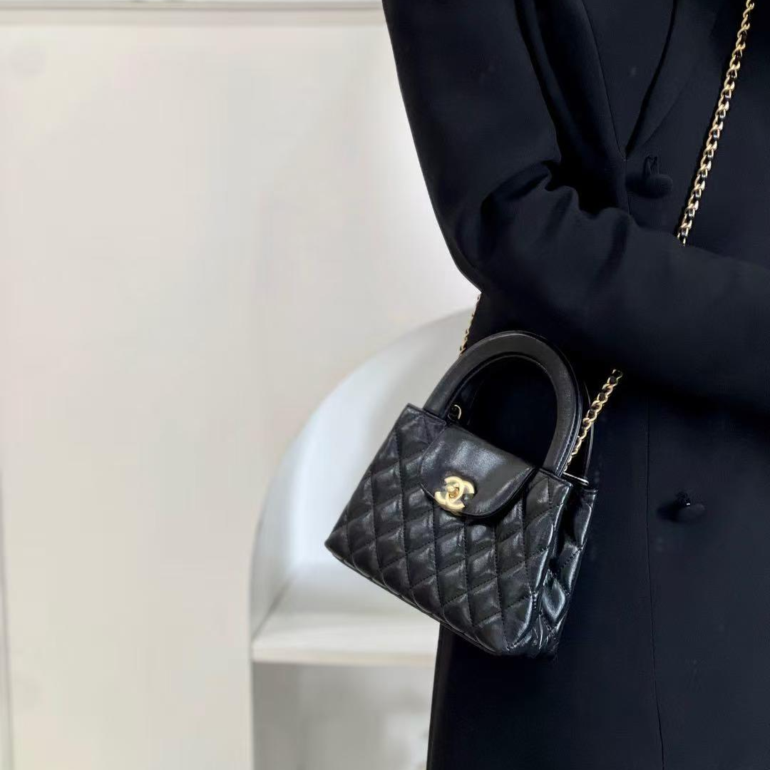 99新 Chanel/香奈儿 24p kelly 黑金单肩斜挎包/甄选