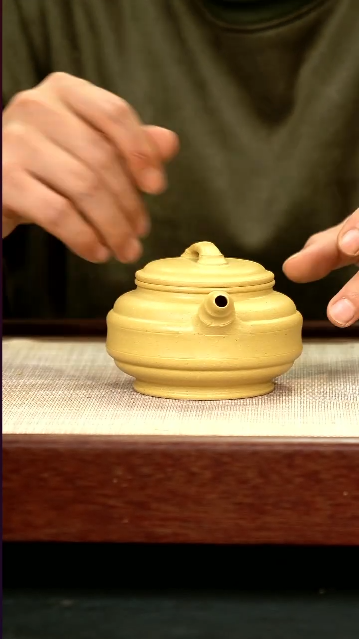 茶壶紫砂zff梨皮绿双线竹鼓