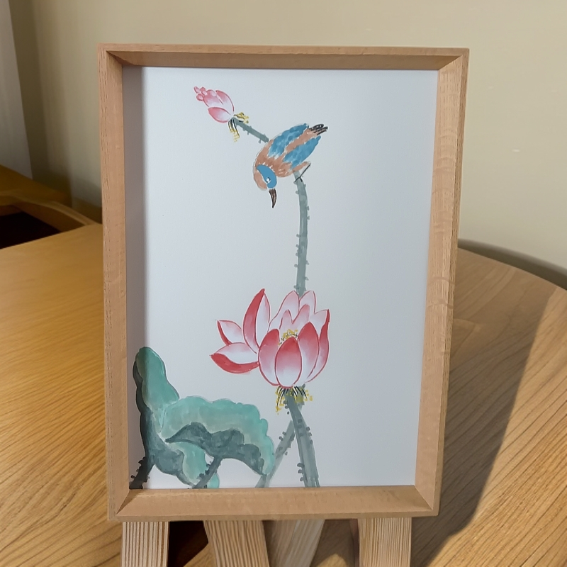 《工笔荷花》东方美学国画摆台