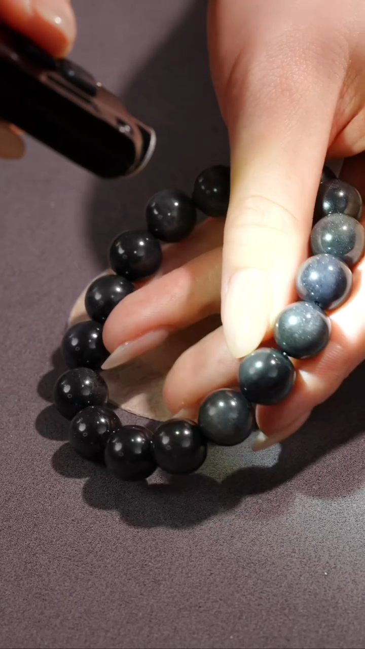 未镶嵌手串和田玉（墨玉）和田玉墨玉猫眼手串